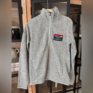 Jackson Hole WYoming fleece 1/4 zip jacket pullover sweater heather patch unisex
